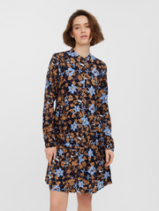 VMSIMONE L/S SHORT DRESS - Brown Flower